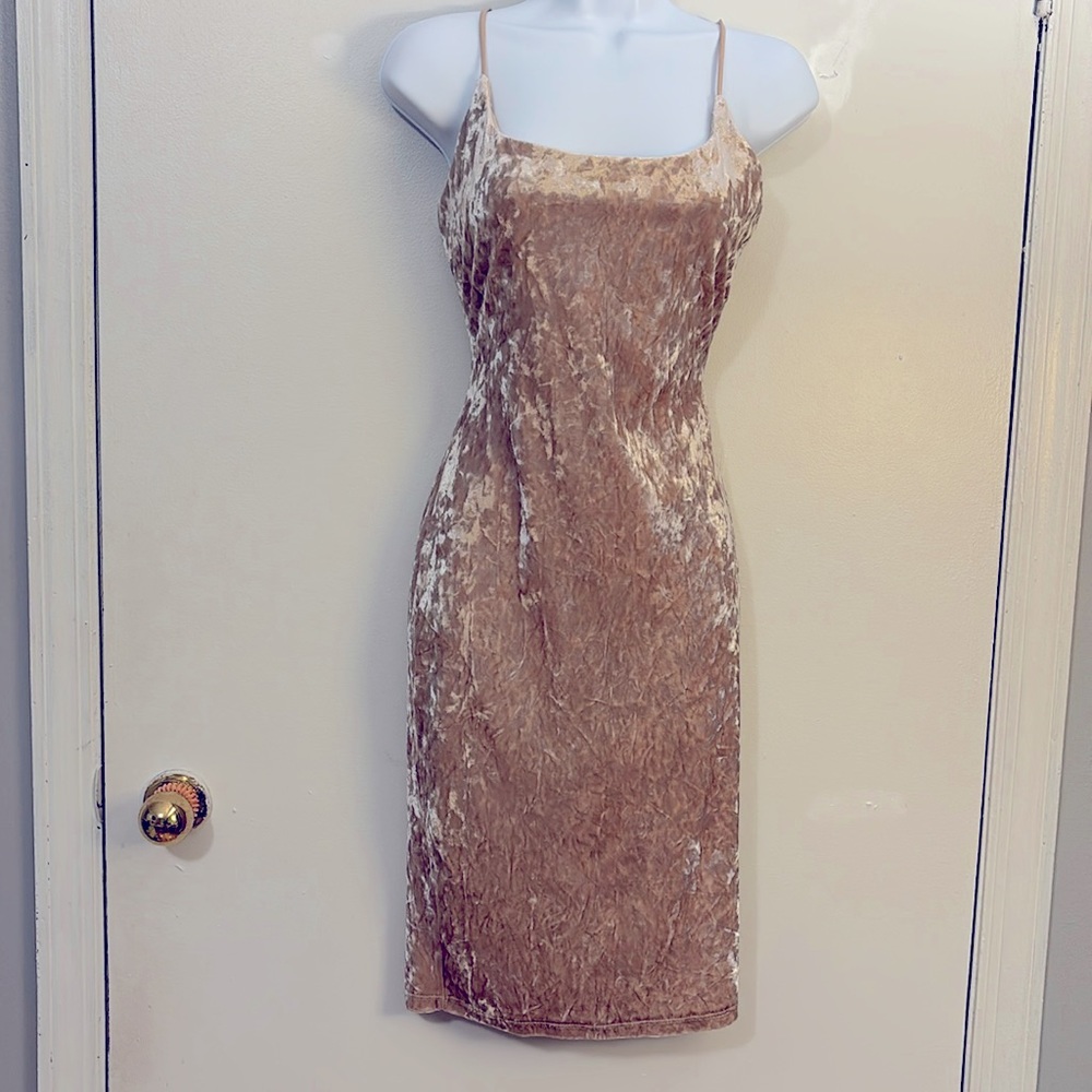Suede, spaghetti strap dress